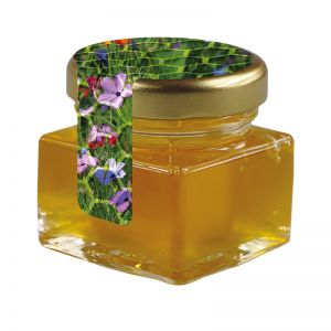 40 ml Bio Wildblumenhonig im Glas mit Siegeletikett und Logodruck