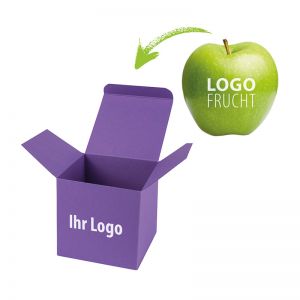 PR LogoApfel grün in Color-Box mit Logodruck