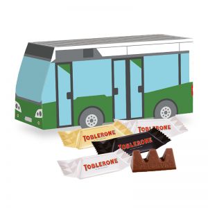 3D Präsent Bus Toblerone Minis mit Werbedruck
