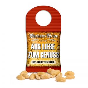 Bottle Bag mit gerösteten Erdnüssen und mit Logodruck