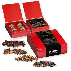 Premium Weihnachts-Tee Geschenk-Set mit 4 kompostierbaren Pappdosen