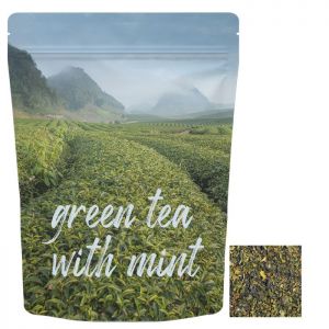 30 g Bio Grüner Tee mit Minze im Midi Doypack mit Werbedruck