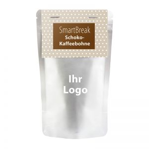 30 g Schoko-Kaffeebohnen im SmartBreak mit Werbereiter und Logodruck