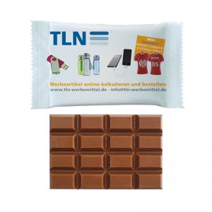30 g Schokoladentafel im Flowpack mit Logodruck