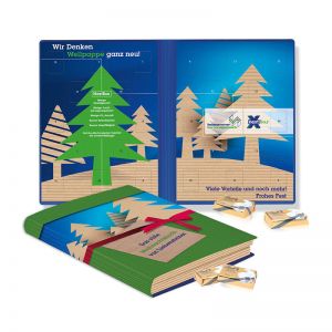 Lindt Täfelchen Adventskalender Weihnachtsbuch organic mit Werbedruck