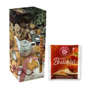 Adventskalender Teekanne Weihnachtstee Süßer Bratapfel mit Werbedruck