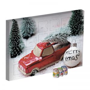 Mini Adventskalender Schoko-Schneemänner mit Werbedruck
