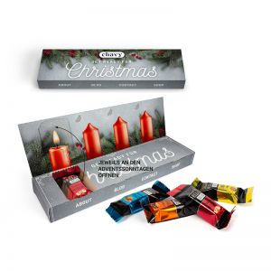 Lindt HELLO mini Sticks Adventsbox aus 100 % Kartonage mit Logodruck