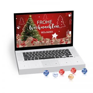 Organic Laptop Tisch-Adventskalender Lindt Minis mit Werbebedruckung