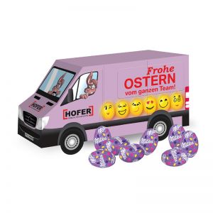 3D Oster Transporter Milka Eier mit Werbebedruckung