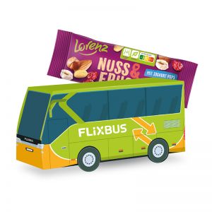 3D Präsent Bus Lorenz Nuss & Frucht mit Werbedruck