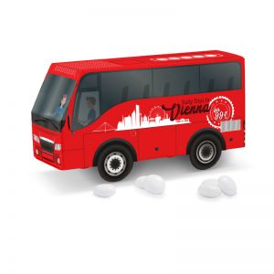 3D Präsent Bus Mentos Mint mit Werbedruck