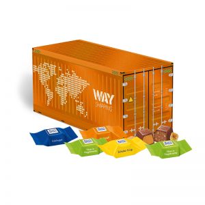 3D Präsent Container Ritter SPORT Schokowürfel mit Werbebedruckung