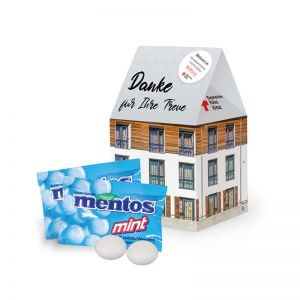 3D Präsent Haus 2er mentos Mint mit Werbedruck