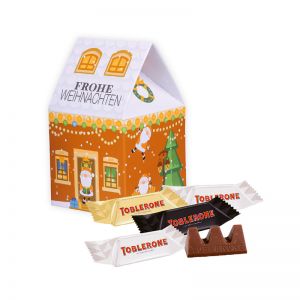 3D Präsent Haus Toblerone Minis mit Werbedruck