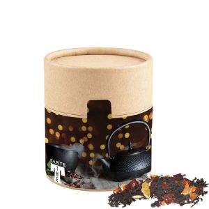 40 g Bio Weihnachts-Schwarztee in kompostierbarer Pappdose mit Werbeetikett
