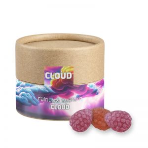 45 g Erdbeer-Chili Bonbons in Eco Pappdose Mini mit Werbebanderole
