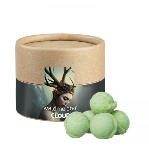 45 g Waldmeister-Brause Bonbons in Eco Pappdose Mini mit Werbebanderole