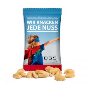 Geröstete Erdnüsse im Werbetütchen mit Wunschbedruckung