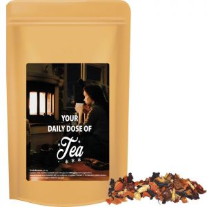 50 g Kaminfeuer Tee im Midi Doypack mit Werbeetikett