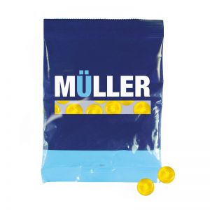 50 g Trolli Fruchtgummi Smileys in einer Werbetüte mit Logodruck