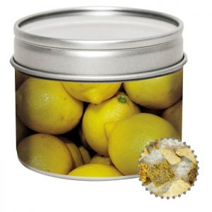 50 g Zitronen-Salz in Sichtfensterdose mit Werbeetikett