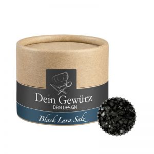 55 g Black Lava Salz in kompostierbarer Pappdose mit Werbeetikett