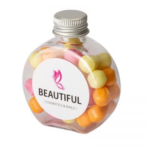 60 g Fruit Balls in Candy Bottle mit Werbeetikett