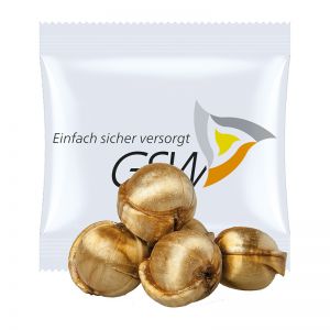 7 g Goldnüsse Bonbons im Werbetütchen mit Werbedruck