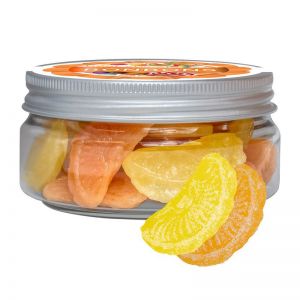 70 g Zitrone-Orange Bonbons in Sweet Dose mit Werbeetikett