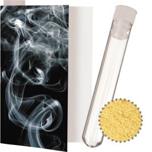 9 g Rauch-Salz im Reagenzglas in Faltkarte mit Werbedruck