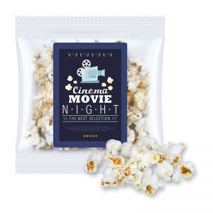 Express Popcorn salzig im Tütchen mit Werbeetikett und Logodruck