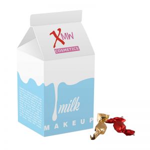 Milchverpackung mit Metallic Bonbons und Werbedruck