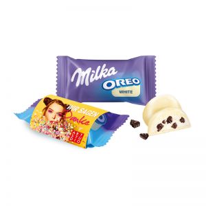 Milka OREO Minis White im Werbeschuber mit Werbedruck