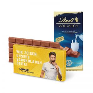 Premium Schokolade von Lindt in Werbekartonage (Graspapier)