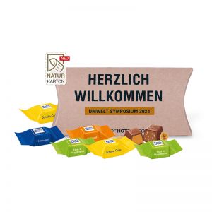 Ritter Sport Schokowürfel in Kissenverpackung (Graspapier) mit Werbedruck