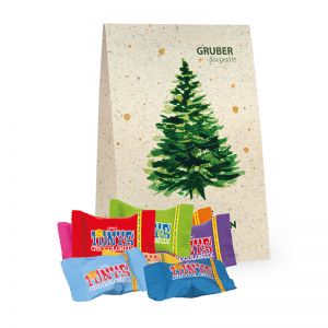 Weihnachtliche Geschenktüte (Graspapier) Tony´s Schokolade mit Werbedruck