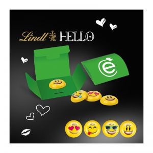 Werbebriefchen mit Lindt HELLO Mini Emoti und mit Logodruck