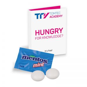 Werbekarte Mentos Mint mit Werbedruck
